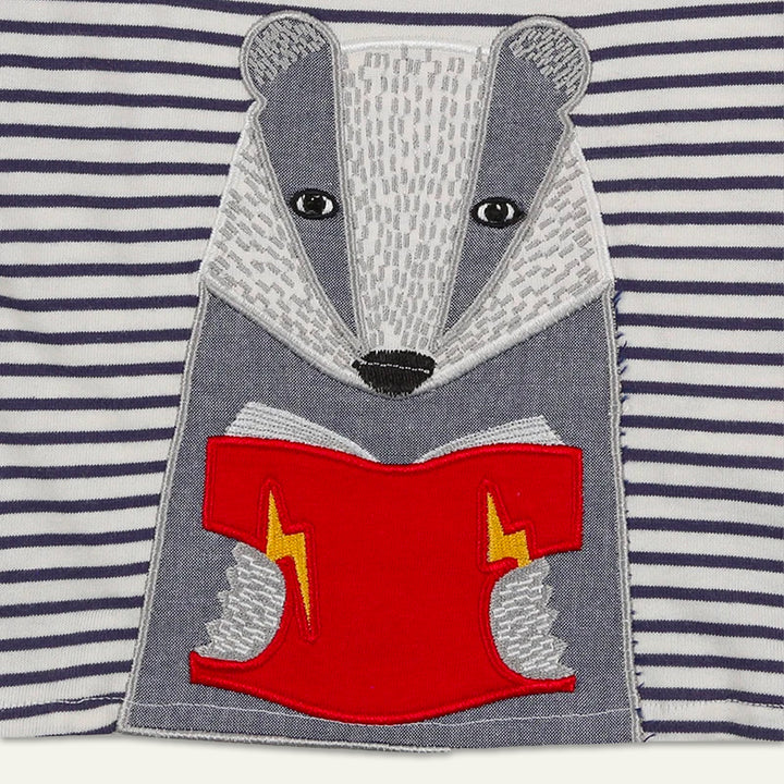 organic cotton Multicoloured Badger Applique Top And Trouser Set - image 2