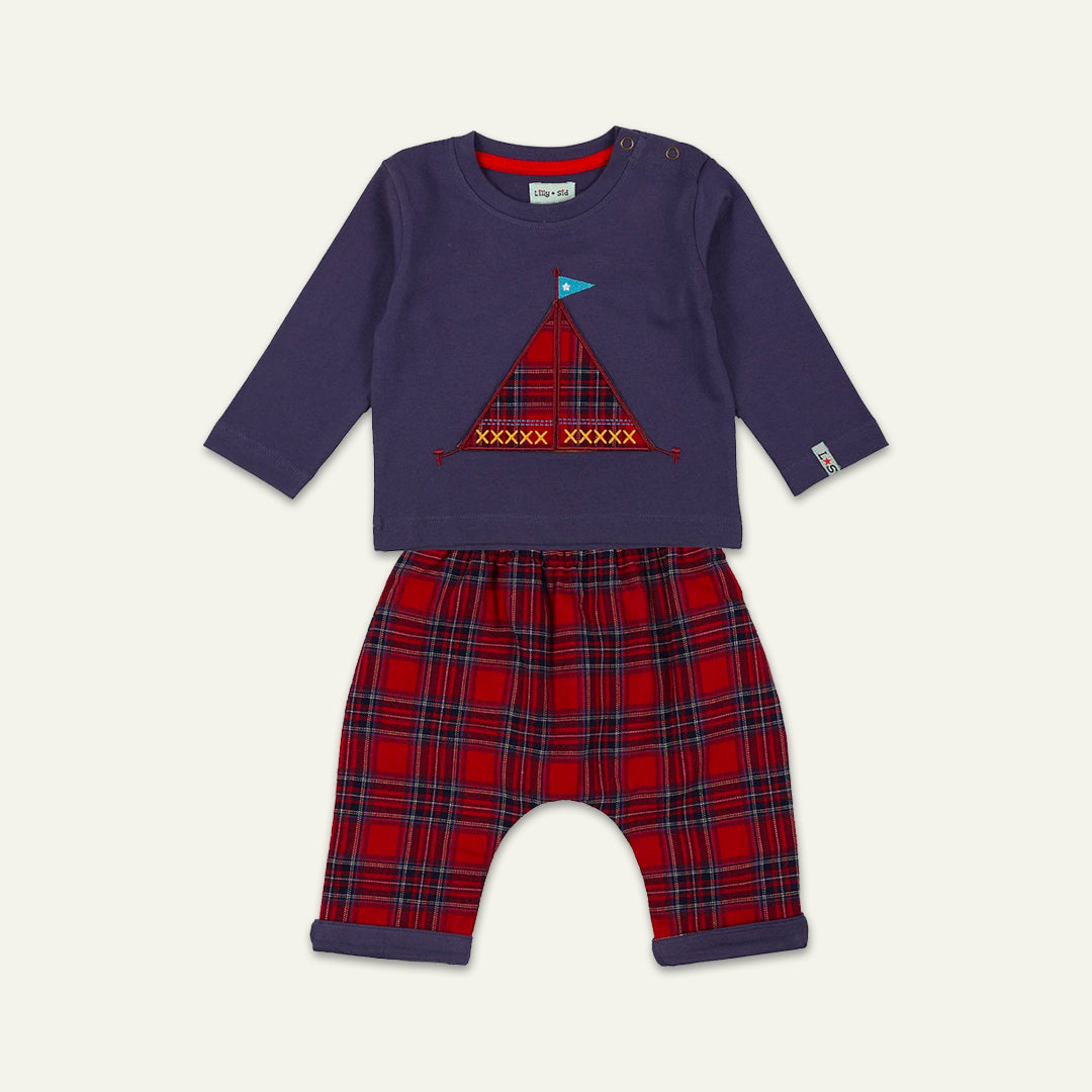 organic cotton Multicoloured Check Print Top And Legging Set - image 1