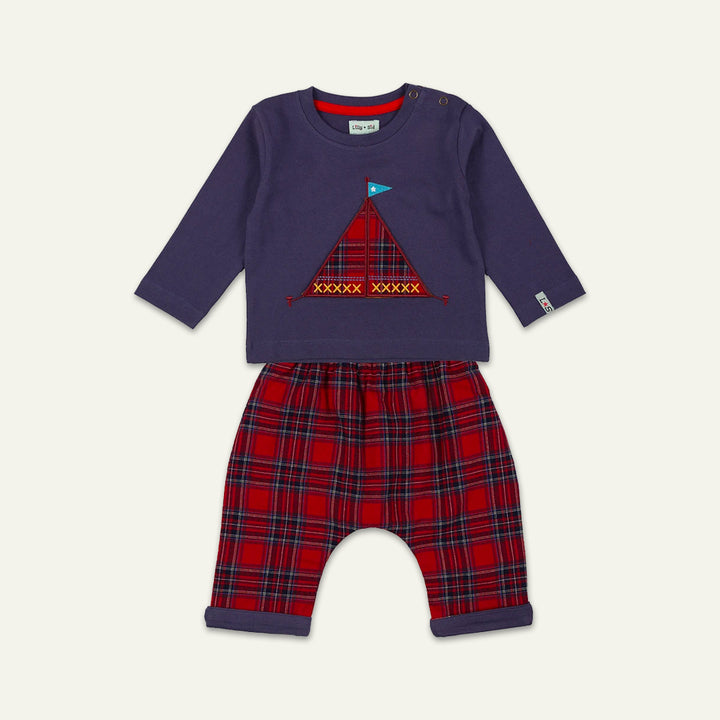 organic cotton Multicoloured Check Print Top And Legging Set - image 1