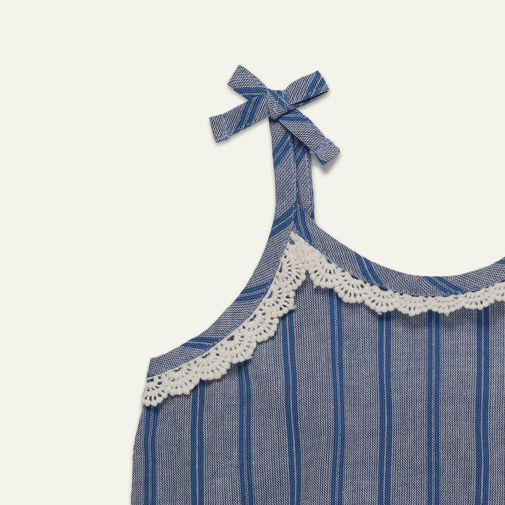 Organic cotton Navy Stripe Print sleeveless Romper - image 2
