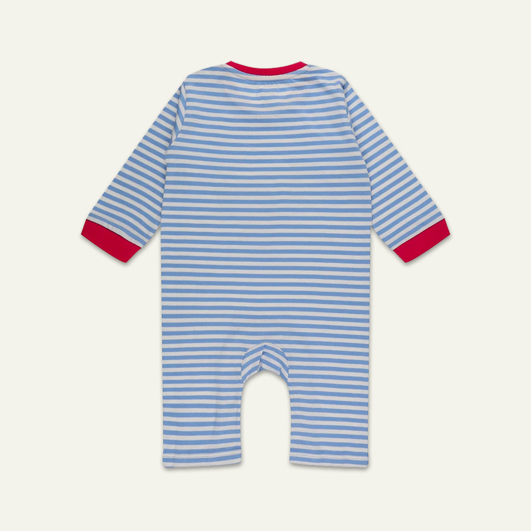 organic cotton mouse applique and stripe full sleeve romper - image 2