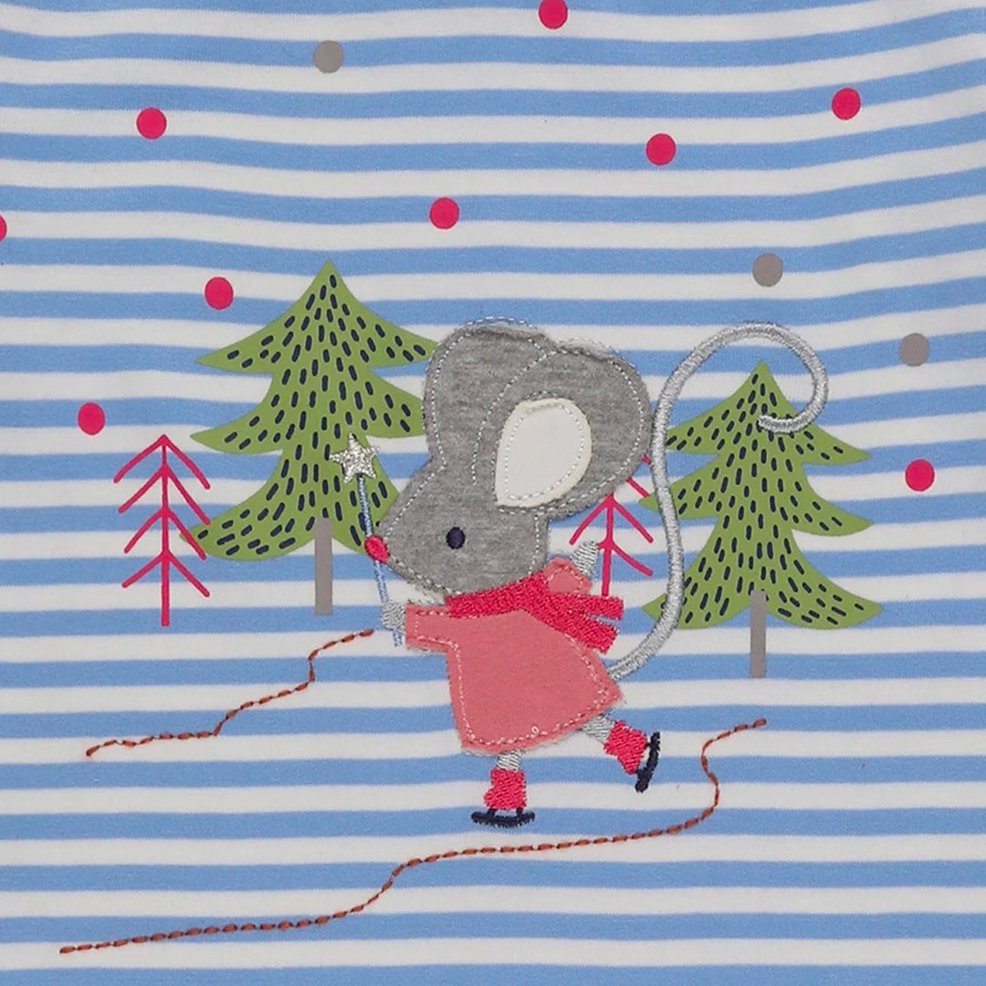 organic cotton mouse applique and stripe full sleeve romper - image 3