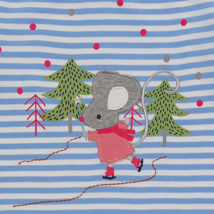 organic cotton mouse applique and stripe full sleeve romper - image 3