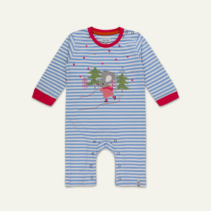 organic cotton mouse applique and stripe full sleeve romper - image 1 