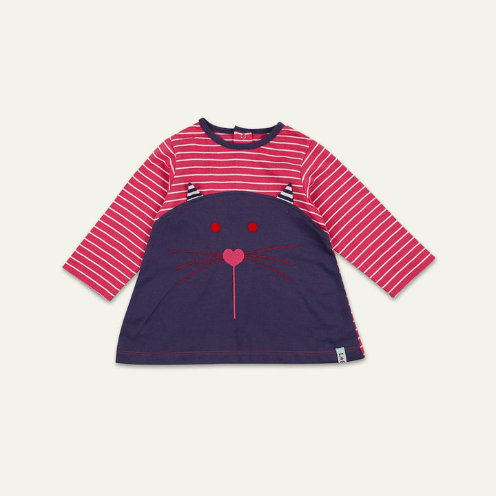 organic cotton Red Cat Appliqu and stripe Dress And Legging Set - image 3