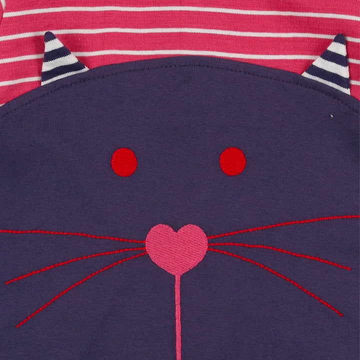 organic cotton Red Cat Appliqu and stripe Dress And Legging Set - image 5