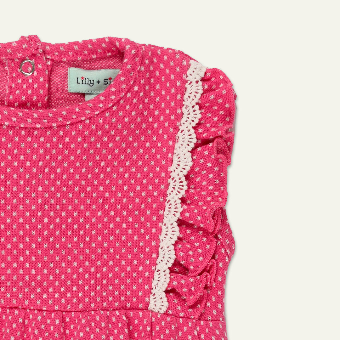 organic cotton polka dot and lace insert romper - image 2