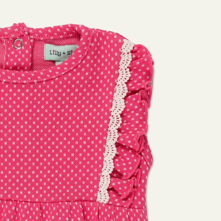 organic cotton polka dot and lace insert romper - image 2