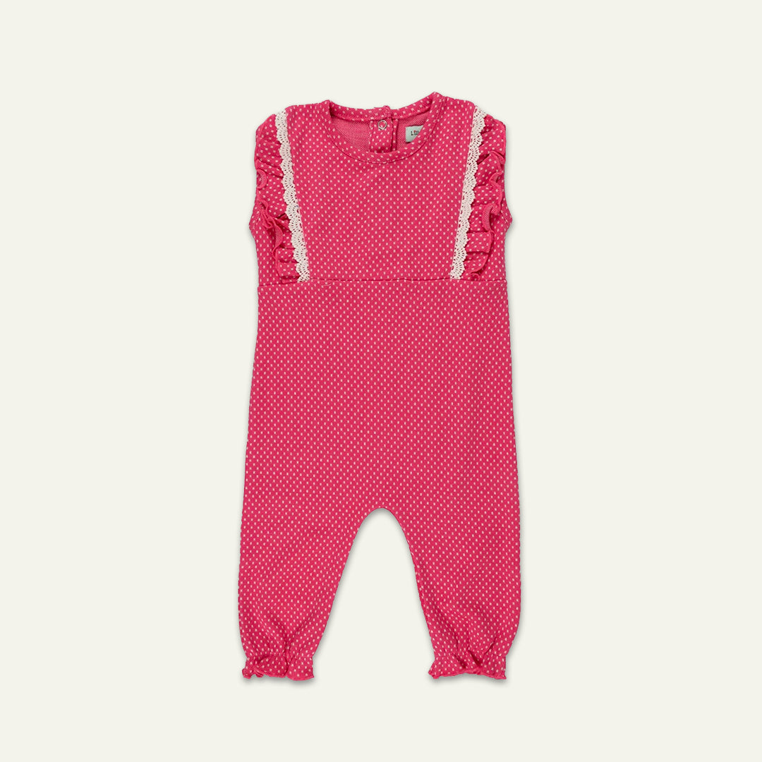 organic cotton polka dot lace insert sleeveless romper - image 1