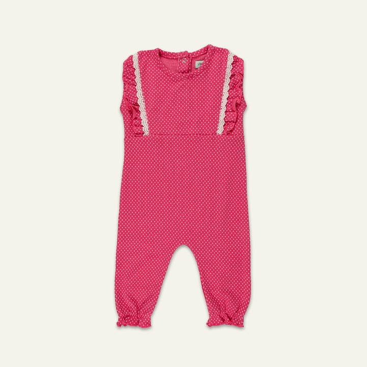 organic cotton polka dot lace insert sleeveless romper - image 1