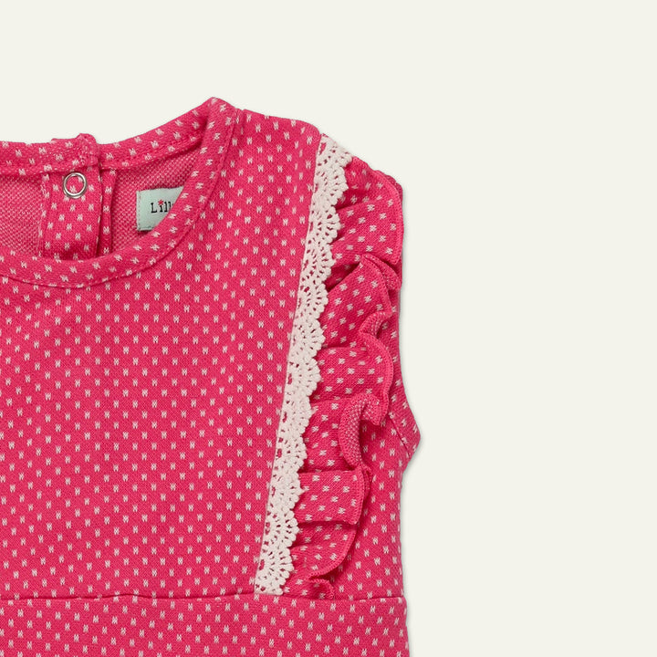 organic cotton polka dot lace insert sleeveless romper - image 2