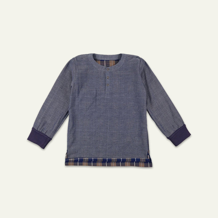 organic cotton REVERSIBLE CHECK SHIRT with jersey cuffs - image 2