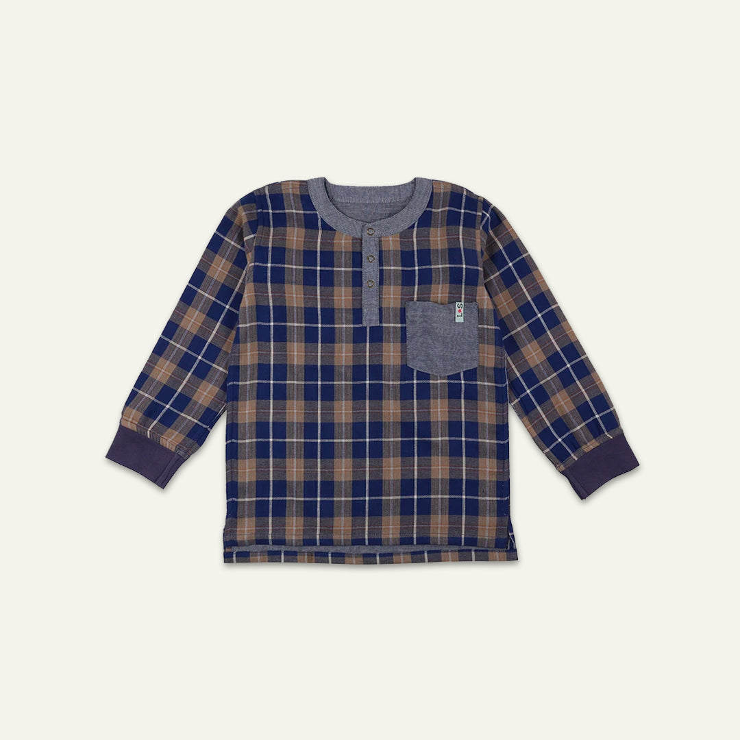 organic cotton REVERSIBLE CHECK SHIRT with jersey cuffs - image 1