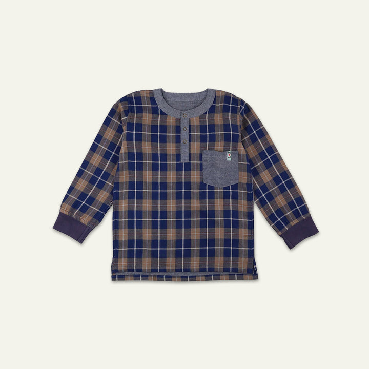 organic cotton REVERSIBLE CHECK SHIRT with jersey cuffs - image 1