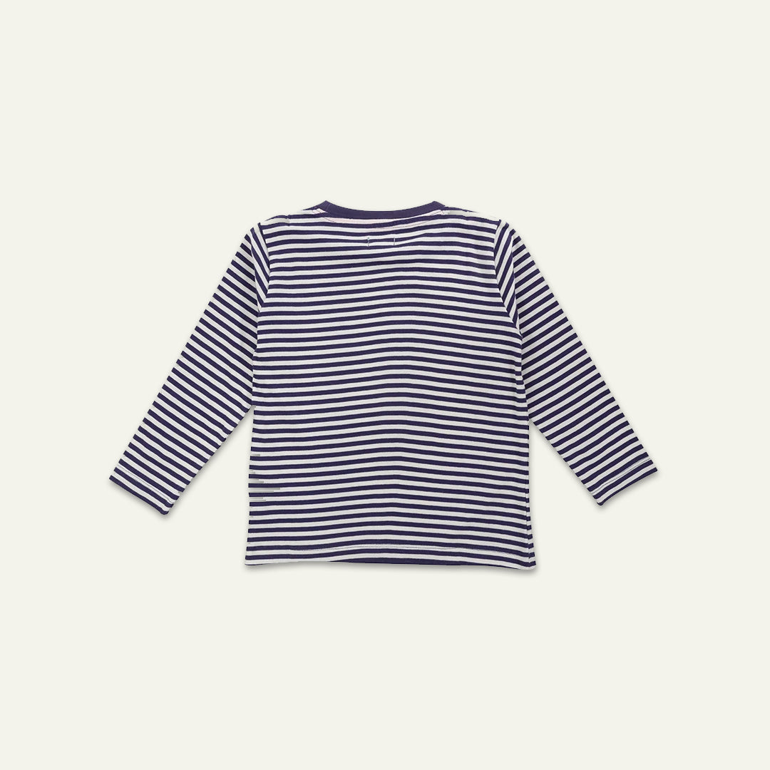 organic cotton Multicoloured End Of Story Slogan Print and stripe full sleeves top - image 3