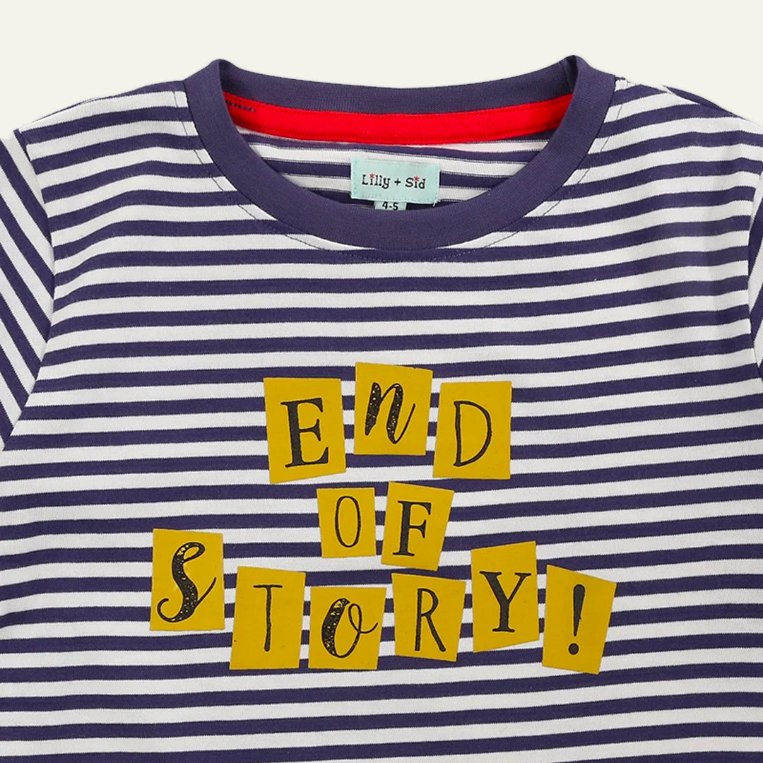 organic cotton Multicoloured End Of Story Slogan Print and stripe full sleeves top - image 2