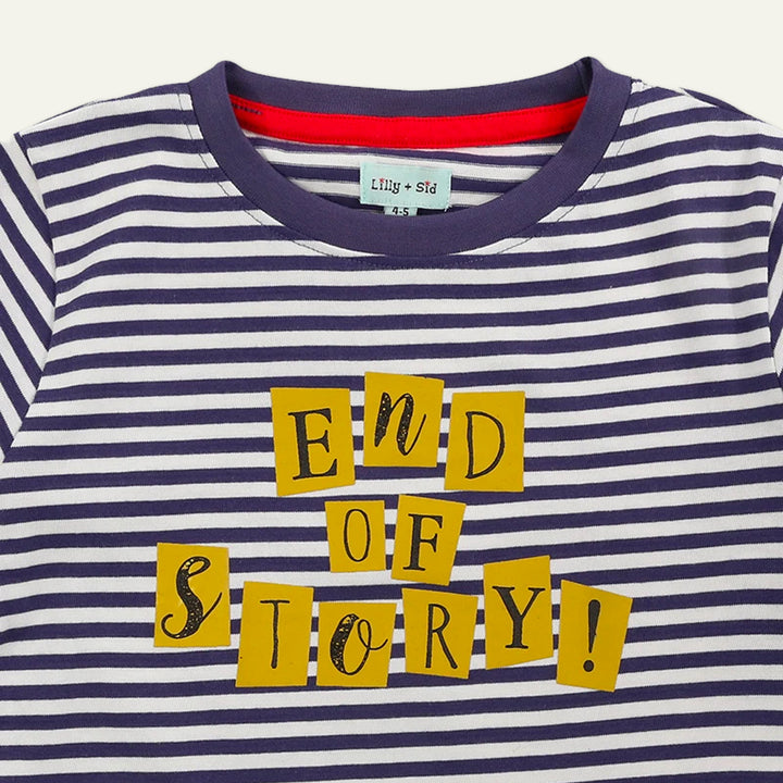organic cotton Multicoloured End Of Story Slogan Print and stripe full sleeves top - image 2