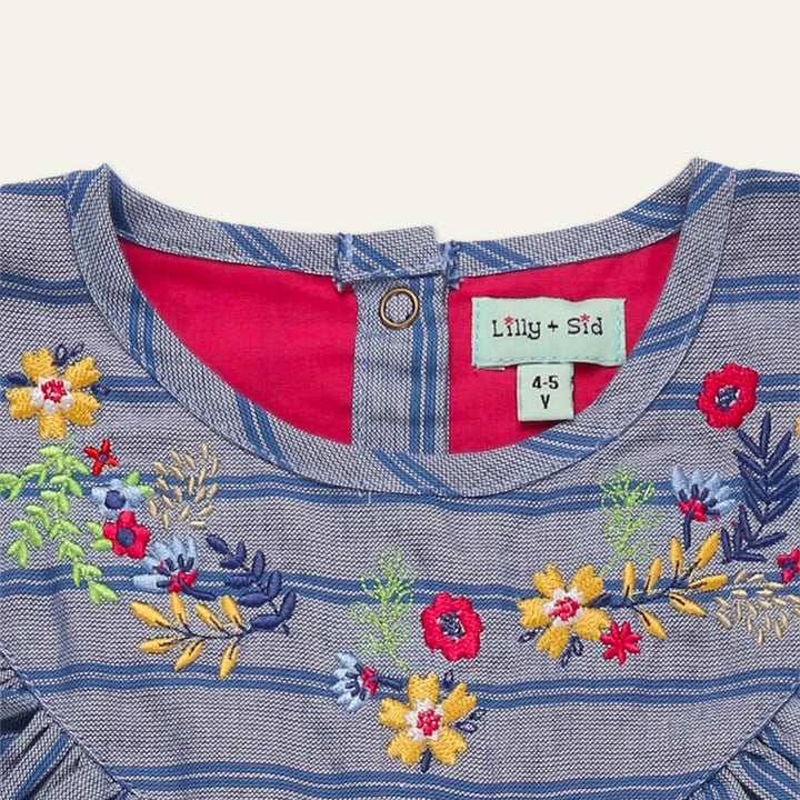 organic cotton kids FLORAL EMBROIDERED STRIPE DRESS - image 2