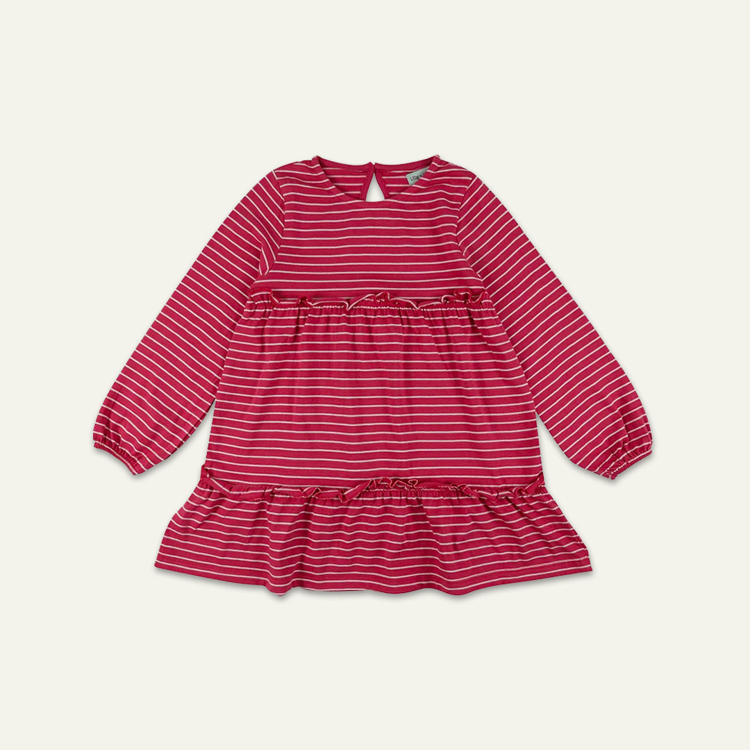organic cotton Red Stripe Print tiered Dress - image 1