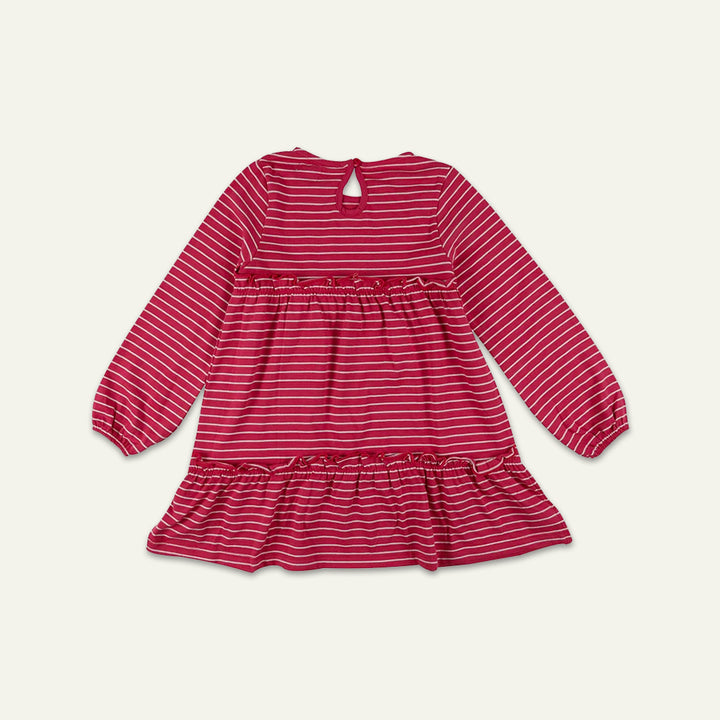 organic cotton Red Stripe Print tiered Dress - image 2