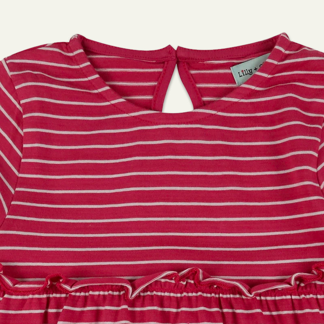 organic cotton Red Stripe Print tiered Dress - image 3