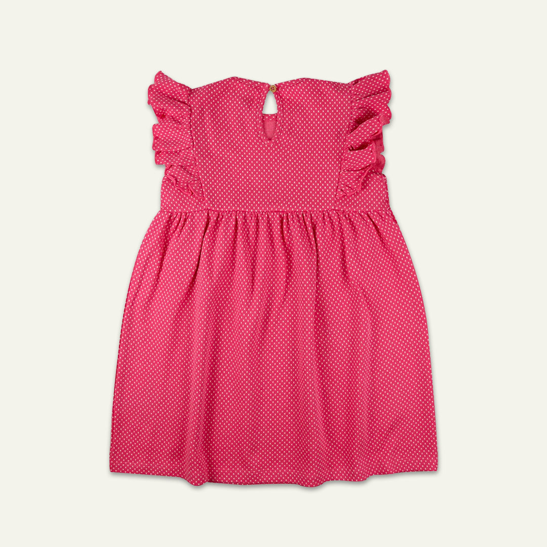 organic cotton kids frill sleeved lace insert dress - image 3