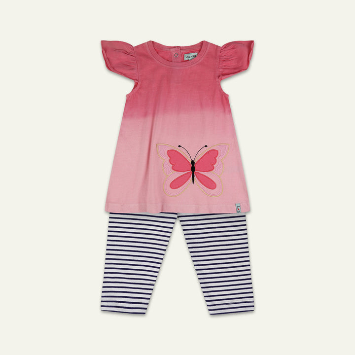 organic cotton BUTTERFLY DIP DYE DRESS and LEGGINGS SET - image 1
